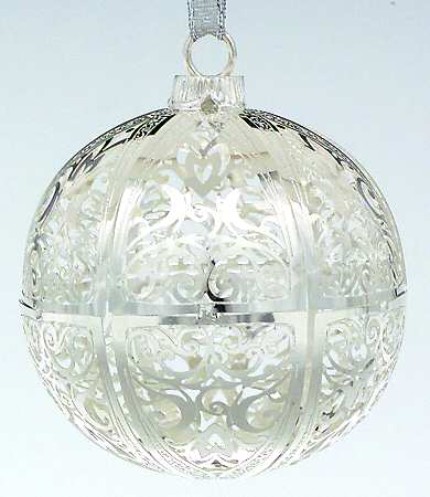 Silver Sphere Ornaments Heart Sphere - With Box