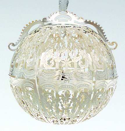 Silver Sphere Ornaments Lace Sphere - Boxed