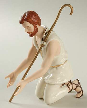 Classic Nativity Collection Shepherd Kneeling With Crook - No Box