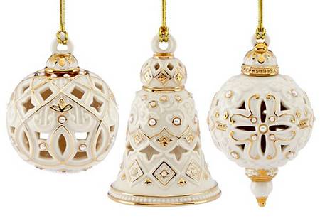 Florentine & Pearl Collection Ornaments-Set Of 3 - Boxed