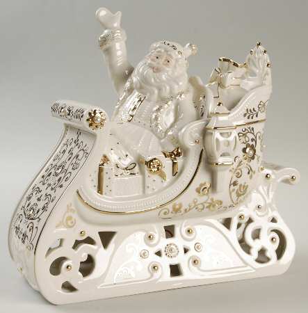 Florentine & Pearl Collection Santa's Glorious Ride-Lighted Figure - Boxed