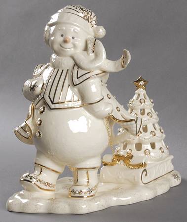 Florentine & Pearl Collection Lighted Snowman - Boxed