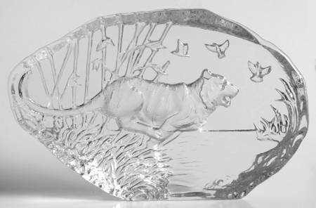 Crystal Animals Tiger Chase Paperweight - Boxed