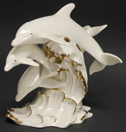 Classic Ivory Animals Between Sea & Sky-Dolphins - Boxed