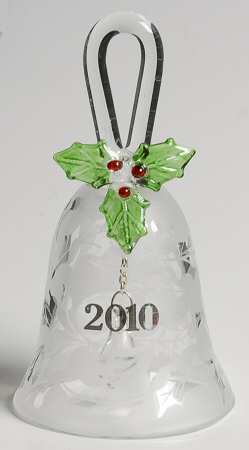 Annual Crystal Bell Ornament Holly - Boxed