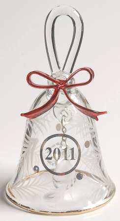 Annual Crystal Bell Ornament Bow - Boxed