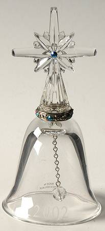 Annual Crystal Bell Ornament Pave Jewel Cross Bell Of Peace - Boxed