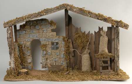 Bethlehem Nativity Creche-Depth-30" W X 9" Deep - Creche/Stable-Wood