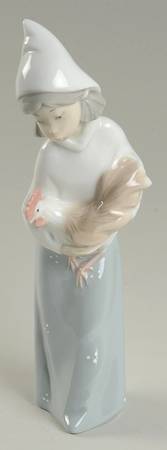 Children Nativity Shepherdess With Rooster-Dots On Dress - No Box