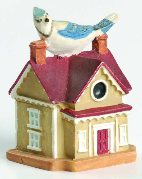 Garden Birdhouse Thimble Collection Blue Jay On Victorian House - No Box