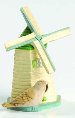 Garden Birdhouse Thimble Collection Chipping Sparrow On Windmill - Boxed
