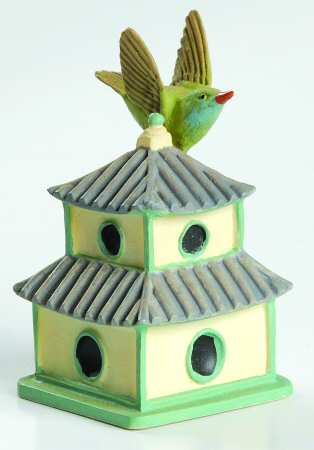 Garden Birdhouse Thimble Collection Broad Billed Hummingbird On Pagoda - Boxed