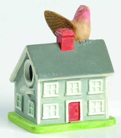 Garden Birdhouse Thimble Collection Purple Finch On Salt Box - Boxed