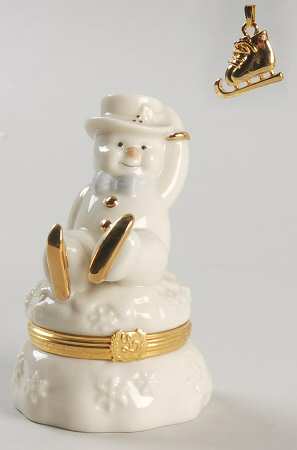 Lenox Treasures Snowman Box Skating Adventure-Skate Charm - Boxed