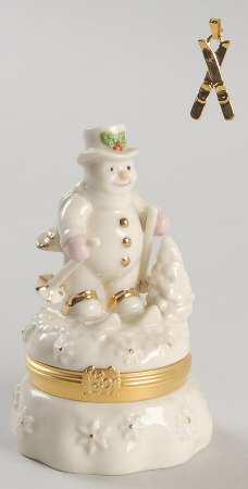 Lenox Treasures Snowman Box Skiing In Style-Ski Charm - Boxed