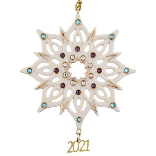 China Snowflake Ornament 2021 Gemmed Snowflake - Boxed