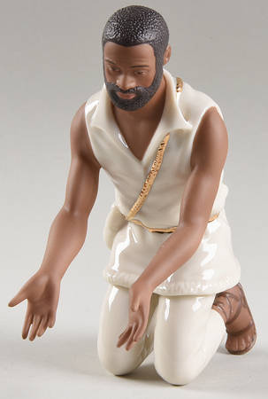 Oh Holy Night-Ebony Nativity Shepherd Kneeling - No Box