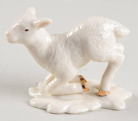 Oh Holy Night-Ebony Nativity Lamb Kneeling - No Box