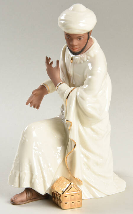 Oh Holy Night-Ebony Nativity Balthazar-King Kneeling - No Box