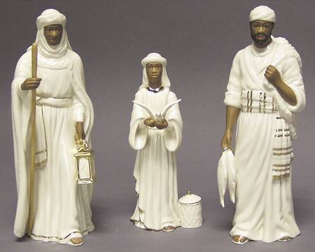 Oh Holy Night-Ebony Nativity Townspeople Of Bethlehem-3 Pc - Boxed