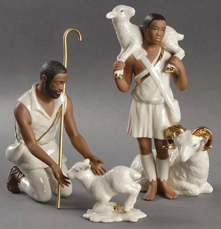 Oh Holy Night-Ebony Nativity Shepherds-Set Of 3 - Boxed