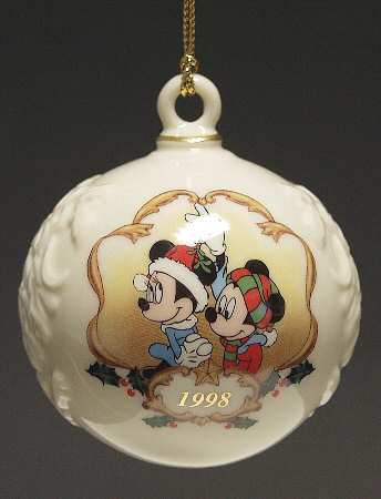 Disney Annual Ball Ornaments Mickey, Minnie & Mistletoe - With Box