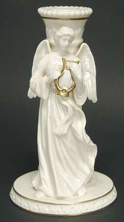 Heavenly Angel Candleholder Angel With Harp-Candlestick - No Box