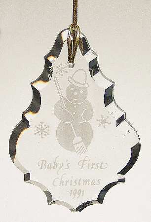 Baby's First Christmas-Crystal 1991-Pendant/ Snowman - No Box