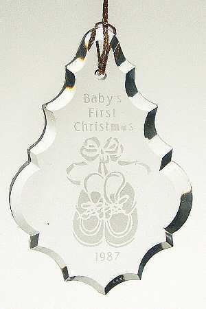 Baby's First Christmas-Crystal 1987-Pendant/ Shoes - With Box