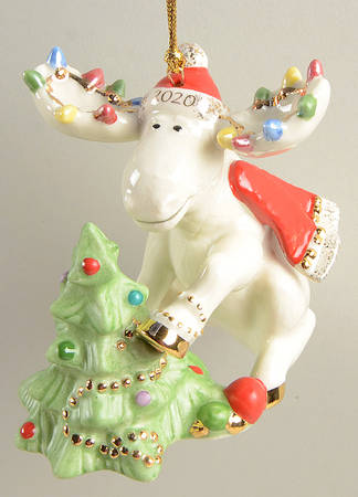 Annual Moose Ornaments Marcel Decorates The Tree - Boxed