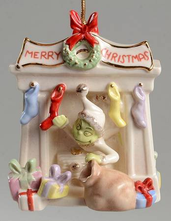 Grinch Classic Ornaments Slinking Up The Chimney - Boxed