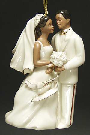 Bride And Groom Ornaments 2007-Bride & Groom African American - Boxed
