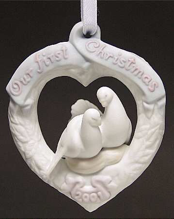Our First Christmas Ornaments 6721-Birds In Heart Wreath - Boxed