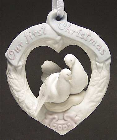 Our First Christmas Ornaments 6726-Birds In Heart Wreath - Boxed