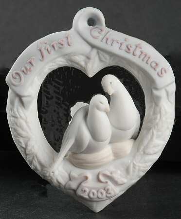 Our First Christmas Ornaments 6731-Birds In Heart Wreath - Boxed