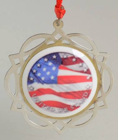 Sterling Ornaments United We Stand-Us Flag - With Box