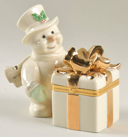 Ivory Snowman Collection Snowman With Hinged Gift Box - No Box