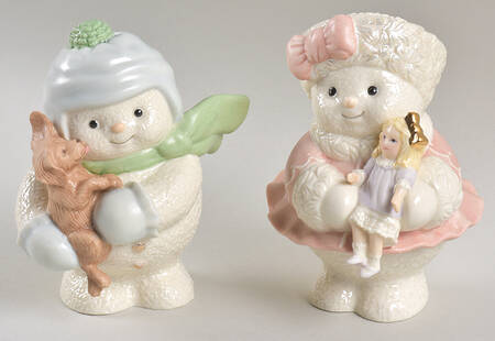 Ivory Snowman Collection Pretty And Playful - Set Of 2 - Boxed