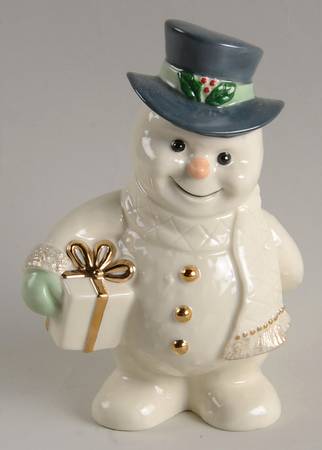 Ivory Snowman Collection Snowman With Present - No Box