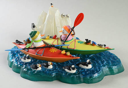 Lynn Bywaters Snowman Collection Kayaking With Friends (Lighted) - Boxed