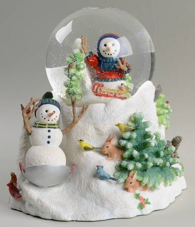 Lynn Bywaters Snowman Collection Sledding Party Snow Globe - Boxed