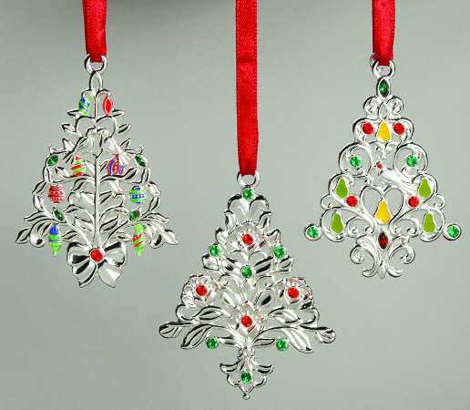 Lenox Metal Ornaments Holiday Jewels Tree-Set Of 3 - Boxed