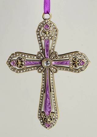 Lenox Metal Ornaments Cross Ornament-Purple - Boxed