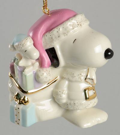 Whimsical Snoopy Ornaments Santa Snoopy-Pink - Boxed
