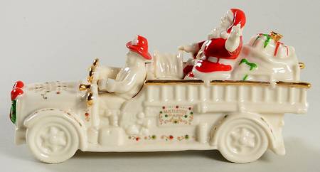Mistletoe Park Village Fire Truck With Santa - Boxed
