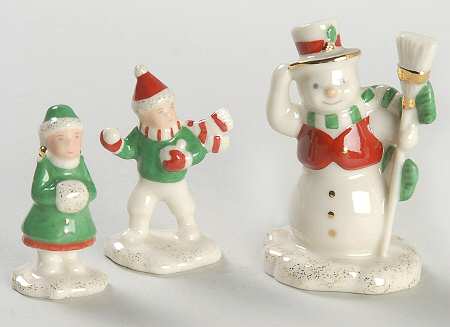 Mistletoe Park Village Snowman And Children-Set Of 3 - Boxed