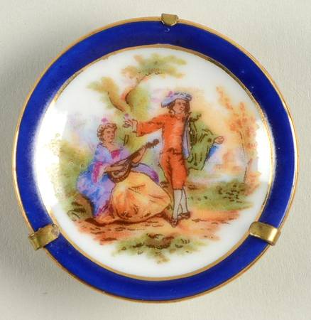 Limoges Miniature Figurines & Giftware Mini Plate-Serenade-Blue Border - No Box