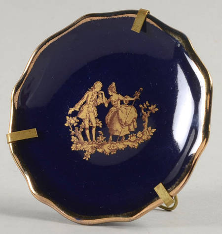 Limoges Miniature Figurines & Giftware Courting Plate-Cobalt Blue - No Box