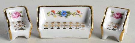 Limoges Miniature Figurines & Giftware Couch With 2 Side Chairs - No Box