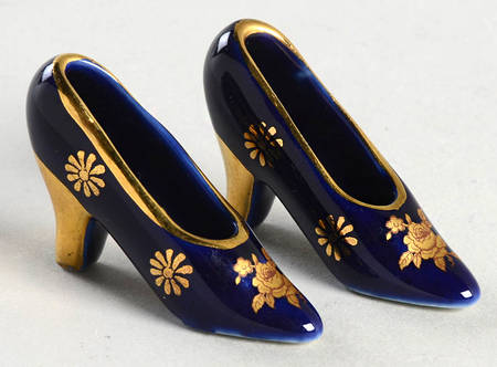 Limoges Miniature Figurines & Giftware Shoes-Pair-Cobalt - No Box